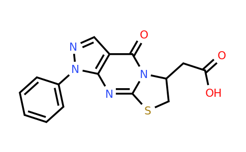 2-(4-Oxo-1-phenyl-1,4,6,7-tetrahydropyrazolo[3,4-d]thiazolo[3,2-a]pyrimidin-6-yl)acetic acid