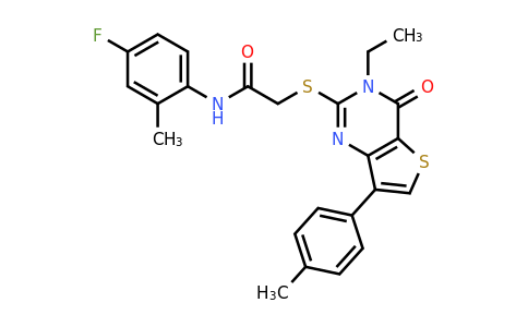 1206988-10-4 | 2-((3-Ethyl-4-oxo-7-(p-tolyl)-3,4-dihydrothieno[3,2-d]pyrimidin-2-yl)thio)-N-(4-fluoro-2-methylphenyl)acetamide