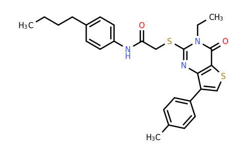1223820-36-7 | N-(4-butylphenyl)-2-((3-ethyl-4-oxo-7-(p-tolyl)-3,4-dihydrothieno[3,2-d]pyrimidin-2-yl)thio)acetamide