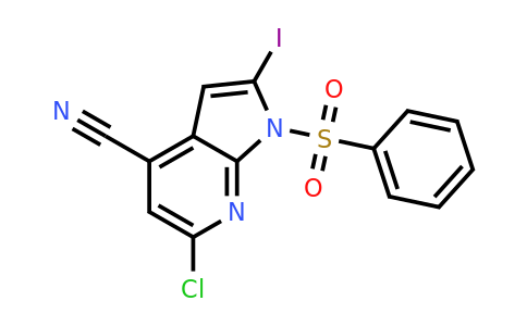 6-chloro-2-iodo-1-(phenylsulfonyl)-1H-pyrrolo[2,3-b]pyridine-4-carbonitrile