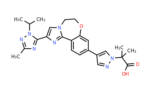 1282513-03-4 | 2-(4-(2-(1-Isopropyl-3-methyl-1H-1,2,4-triazol-5-yl)-5,6-dihydrobenzo[f]imidazo[1,2-d][1,4]oxazepin-9-yl)-1H-pyrazol-1-yl)-2-methylpropanoic acid