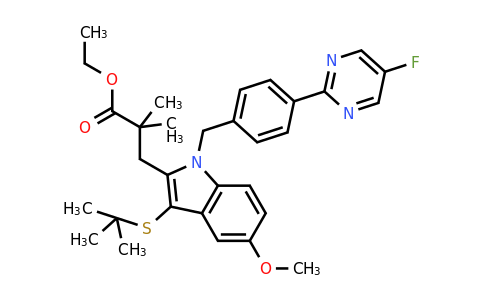 1431698-04-2 | Ethyl 3-(3-(tert-Butylthio)-1-(4-(5-fluoropyrimidin-2-yl)benzyl)-5-methoxy-1H-indol-2-yl)-2,2-dimethylpropanoate