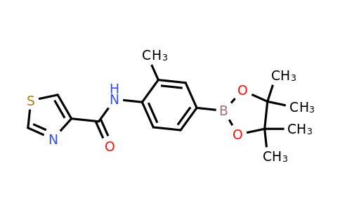 1596338-75-8 | Thiazole-4-carboxylic acid [2-methyl-4-(4,4,5,5-tetramethyl-[1,3,2]dioxaborolan-2-yl)-phenyl]-amide