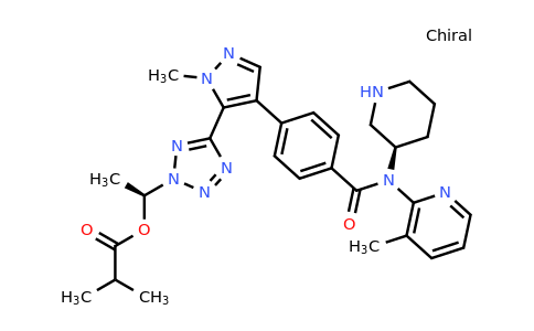 (1S)-1-[5-(1-Methyl-4-{4-[(3-methylpyridin-2-yl)[(3R)-piperidin-3-yl]carbamoyl]phenyl}-1H-pyrazol-5-yl)-2H-1,2,3,4-tetrazol-2-yl]ethyl 2-methylpropanoate