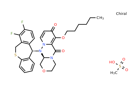 2136287-70-0 | (R)-12-((S)-7,8-Difluoro-6,11-dihydrodibenzo[b,e]thiepin-11-yl)-7-(hexyloxy)-3,4,12,12a-tetrahydro-1H-[1,4]oxazino[3,4-c]pyrido[2,1-f][1,2,4]triazine-6,8-dione methanesulfonate