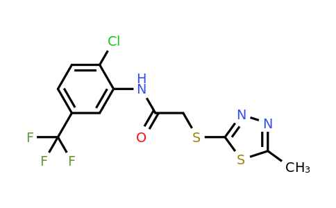 298215-04-0 | N-(2-chloro-5-(trifluoromethyl)phenyl)-2-((5-methyl-1,3,4-thiadiazol-2-yl)thio)acetamide
