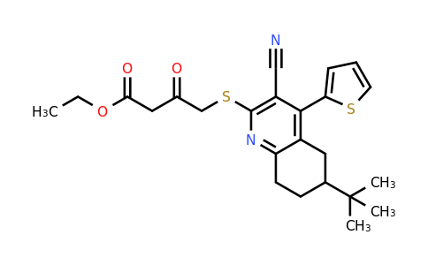 316359-92-9 | Ethyl 4-((6-(tert-butyl)-3-cyano-4-(thiophen-2-yl)-5,6,7,8-tetrahydroquinolin-2-yl)thio)-3-oxobutanoate