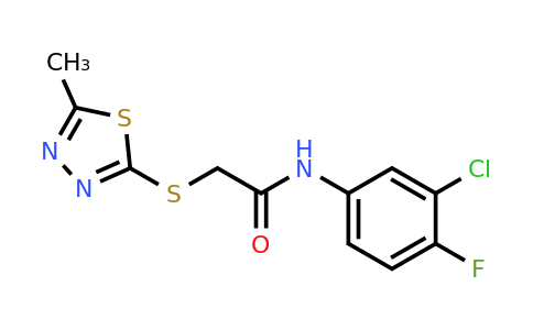329079-08-5 | N-(3-chloro-4-fluorophenyl)-2-((5-methyl-1,3,4-thiadiazol-2-yl)thio)acetamide