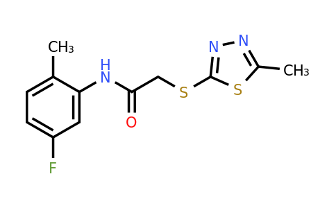 329079-09-6 | n-(5-Fluoro-2-methylphenyl)-2-((5-methyl-1,3,4-thiadiazol-2-yl)thio)acetamide