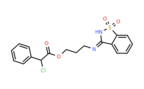 356088-58-9 | 3-((1,1-Dioxidobenzo[d]isothiazol-3(2H)-ylidene)amino)propyl 2-chloro-2-phenylacetate
