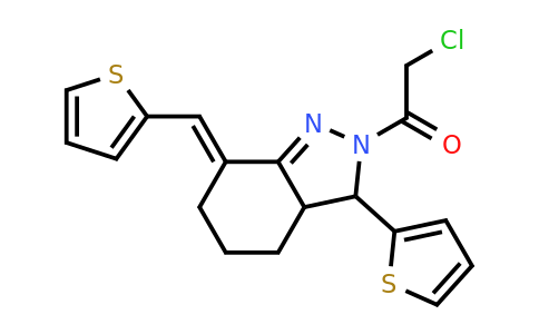 379725-89-0 | 2-Chloro-1-(3-(thiophen-2-yl)-7-(thiophen-2-ylmethylene)-3,3a,4,5,6,7-hexahydro-2h-indazol-2-yl)ethan-1-one