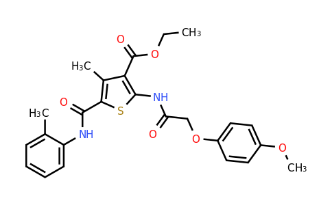 518350-23-7 | Ethyl 2-(2-(4-methoxyphenoxy)acetamido)-4-methyl-5-(o-tolylcarbamoyl)thiophene-3-carboxylate