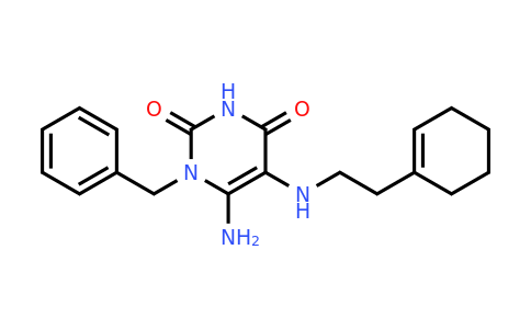 554423-30-2 | 6-Amino-1-benzyl-5-{[2-(cyclohex-1-en-1-yl)ethyl]amino}-1,2,3,4-tetrahydropyrimidine-2,4-dione