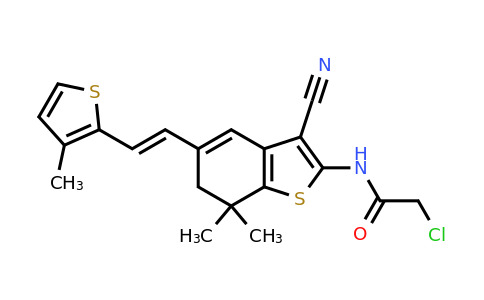 571149-79-6 | 2-Chloro-N-{3-cyano-7,7-dimethyl-5-[(E)-2-(3-methylthiophen-2-yl)ethenyl]-6,7-dihydro-1-benzothiophen-2-yl}acetamide