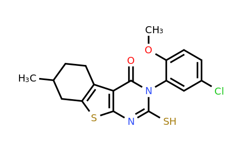 721418-55-9 | 3-(5-Chloro-2-methoxyphenyl)-2-mercapto-7-methyl-5,6,7,8-tetrahydrobenzo[4,5]thieno[2,3-d]pyrimidin-4(3h)-one