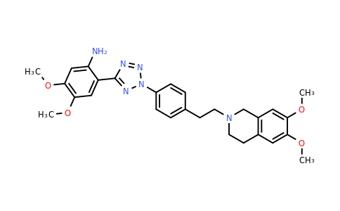 849675-46-3 | 2-(2-(4-(2-(6,7-Dimethoxy-3,4-dihydroisoquinolin-2(1H)-yl)ethyl)phenyl)-2H-tetrazol-5-yl)-4,5-dimethoxyaniline