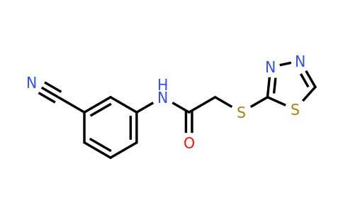 865268-80-0 | 2-((1,3,4-Thiadiazol-2-yl)thio)-N-(3-cyanophenyl)acetamide