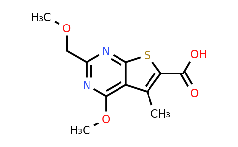 877825-77-9 | 4-Methoxy-2-(methoxymethyl)-5-methylthieno[2,3-d]pyrimidine-6-carboxylic acid