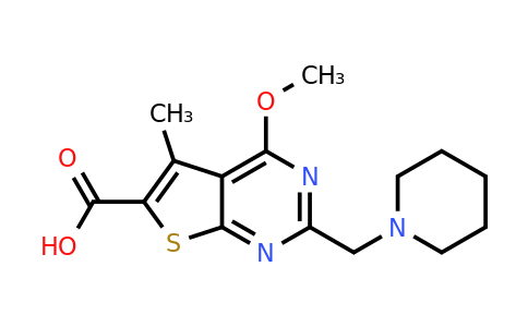 877826-27-2 | 4-Methoxy-5-methyl-2-(piperidin-1-ylmethyl)thieno[2,3-d]pyrimidine-6-carboxylic acid