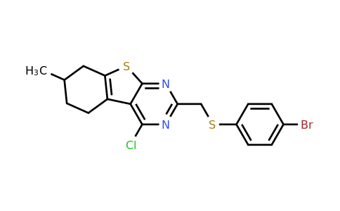 885459-45-0 | 2-(((4-Bromophenyl)thio)methyl)-4-chloro-7-methyl-5,6,7,8-tetrahydrobenzo[4,5]thieno[2,3-d]pyrimidine