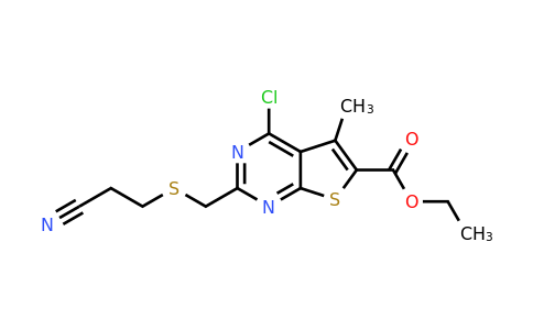 885460-57-1 | Ethyl 4-chloro-2-(((2-cyanoethyl)thio)methyl)-5-methylthieno[2,3-d]pyrimidine-6-carboxylate