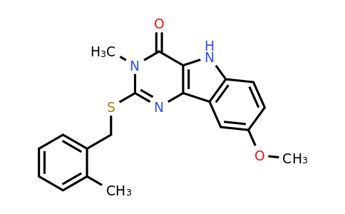 887208-30-2 | 8-Methoxy-3-methyl-2-((2-methylbenzyl)thio)-3,5-dihydro-4H-pyrimido[5,4-b]indol-4-one