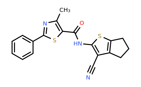 892362-50-4 | N-(3-cyano-5,6-dihydro-4H-cyclopenta[b]thiophen-2-yl)-4-methyl-2-phenylthiazole-5-carboxamide