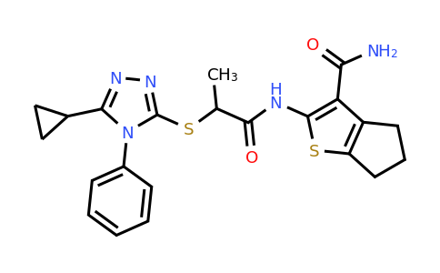 920868-45-7 | 2-{2-[(5-cyclopropyl-4-phenyl-4h-1,2,4-triazol-3-yl)sulfanyl]propanamido}-4h,5h,6h-cyclopenta[b]thiophene-3-carboxamide