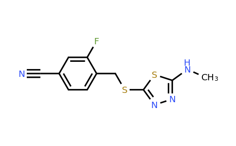 931066-18-1 | 3-Fluoro-4-(((5-(methylamino)-1,3,4-thiadiazol-2-yl)thio)methyl)benzonitrile